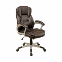 Leatherette and Metal Office Chair in Brown Finish