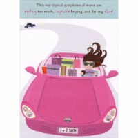Designer Greetings Impulse Buying and Driving Fast - Pink Convertible Birthday Card Perspective: Main