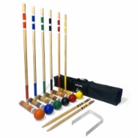 YardGames Premium Outdoor Lawn Croquet Game Set w/ 6 Wood Mallets, Balls, & Case
