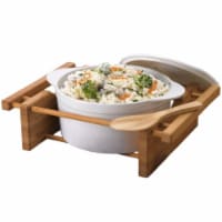 EVCO International 73459 BAMBOO & STONEWARE Grand Buffet 2.5qt Cvrd Casserole Bakeware Dish