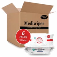 Mediwiper 1200 wipes Antibacterial Alcohol-Free Hand Sanitizer Wipes - 200 Count, 6 Packs