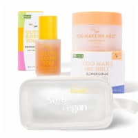SoloVegan Facial Kit #2 | Cleansing Balm, Brightening Serum, Skincare Makeup Bag Set