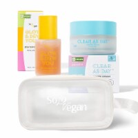 SoloVegan  Facial Kit #3 |Facial Cream, Brightening Serum, Skincare Makeup Bag Set