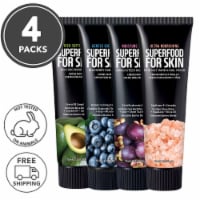 FARMSKIN 4 Packs Superfood Hand Cream Set (Avocado, Blueberry, Mangosteen, Pink Salt)
