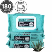 pullio - 3 Packs of Hand Sanitizer Wet Wipes 60ct - Aloe Antibacterial Hand Wipes