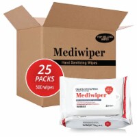 Mediwiper 500 wipes Antibacterial Alcohol-Free Hand Sanitizer Wipes - 20 Count, 25 Packs