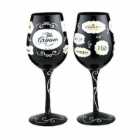 Bottoms Up - 95 and Sunny WGGROOMWORDS Wine Glass, Groom Words