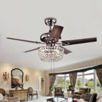 Warehouse of Tiffany CFL-8110 43 in. Angel 3-Light Indoor Hand Pull Chain Ceiling Fan, Brown
