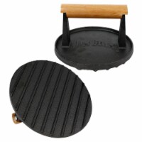 Jim Beam Cast Iron 7 Burger Press Heavy Duty Design Seasoned Non Stick JB0158