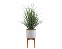 Silkcraft Large Grass Greenery in White Diamond Pot with Stand