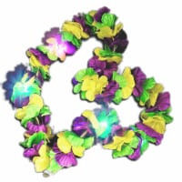 Blinkee 3CHMGFL Hawaiian Mardi Gras Flower Lei Flashing Necklace, Tri Color