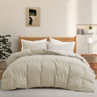 Microfiber Clipped Duvet Cover Set with Circle Pattern