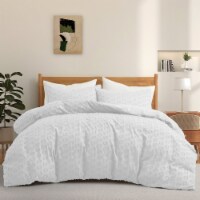 Microfiber Clipped Duvet Cover Set with Circle Pattern