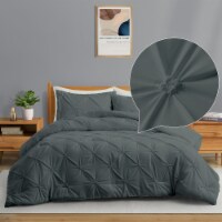 All Seasons Down Alternative Comforter Set, Pinch Pleat Design Charcoal Gray Twin