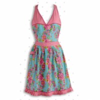Design Imports 26994 Blue Floral And Pink Polka Dot Apron