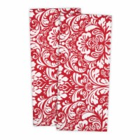 Design Imports CAMZ30073 Red Damask Dishtowel Set - Set of 2