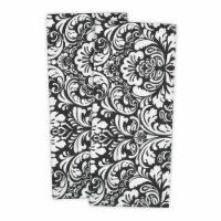 Design Imports CAMZ30077 Black Damask Dishtowel Set - Set of 2
