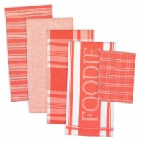 Design Imports CAMZ33980 Assorted Coral Foodie Dishtowel & Dishcloth - Set of 5