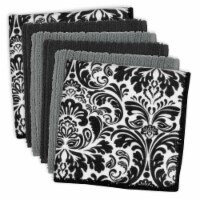 DII Black Microfiber Damask Dishcloth (Set of 6)