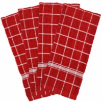 Design Imports CAMZ34376 Red Solid Windowpane Terry Dishtowel - Set of 4