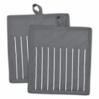 Design Imports Gray Stripe Chef POCKET MITT Set of 2