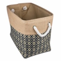 Design Imports CAMZ36043 17.5 x 12 x 15 in. Burlap Rectangle Storage Bin, Ikat Black - Large