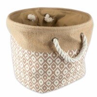 Design Imports CAMZ36047 12 x 15 x 15 in. Burlap Round Storage Bin, Ikat Brown - Medium