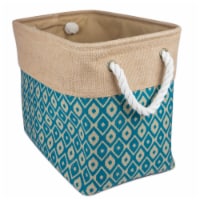 Design Imports CAMZ36056 16 x 10 x 12 in. Burlap Rectangle Storage Bin, Ikat Teal - Medium