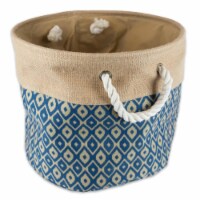 Design Imports CAMZ36060 9 x 12 x 12 in. Burlap Round Storage Bin, Ikat Blue - Small