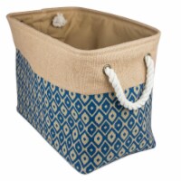 Design Imports CAMZ36062 16 x 10 x 12 in. Burlap Rectangle Storage Bin, Ikat Blue - Medium