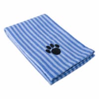 Design Imports CAMZ36570 Blue Stripe Embroidered Paw Pet Towel