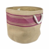 Design Imports CAMZ36601 12 x 15 x 15 in. Burlap Border Round Storage Bin, Wine - Medium