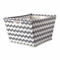 Design Imports CAMZ36938 16 x 12 x 10 in. Chevron Polyester Trapezoid Storage Bin, Grey - Med