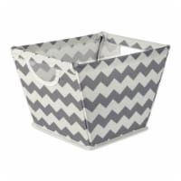 Design Imports CAMZ36942 12 x 9 x 8 in. Chevron Polyester Trapezoid Storage Bin, Grey - Small