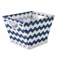 Design Imports CAMZ36943 12 x 9 x 8 in. Chevron Polyester Trapezoid Storage Bin, Nautical Blu