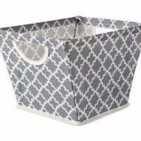 Design Imports CAMZ36944 12 x 9 x 8 in. Lattice Polyester Trapezoid Storage Bin, Grey - Small