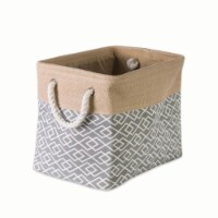 Design Imports CAMZ37129 16 x 10 x 12 in. Diamond Burlap Rectangle Storage Bin, Grey - Medium