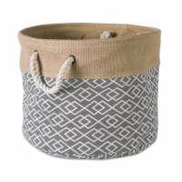 Design Imports CAMZ37131 9 x 12 x 12 in. Diamond Burlap Round Storage Bin, Grey - Small