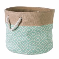 Design Imports CAMZ37137 9 x 12 x 12 in. Diamond Burlap Round Storage Bin, Aqua - Small