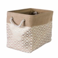 Design Imports CAMZ37146 14 x 8 x 9 in. Diamond Burlap Rectangle Storage Bin, Bronze - Small