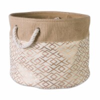 Design Imports CAMZ37151 15 x 16 x 16 in. Diamond Burlap Round Storage Bin, Bronze - Large
