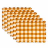 Design Imports CAMZ37572 13 x 19in Pumpkin Spice Heavyweight Check Fringed Placemat-Set of 6