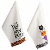 Design Imports CAMZ37635 Assorted All Hallows Eve Halloween Printed Dish Towel Set - Set of 2
