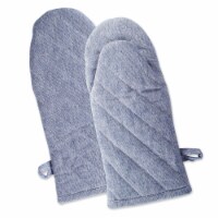 Design Imports CAMZ37726 Blue Solid Chambray Oven Mitt - Set of 2