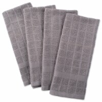 Design Imports CAMZ37832 Solid Gray Windowpane Terry Dishtowel Set - Set of 4
