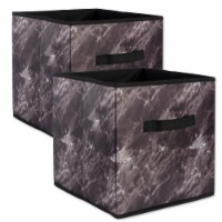 DII Polyester Laundry Cube Marble Black Square  (Set of 2)