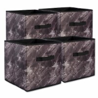 DII Polyester Laundry Cube Marble Black Square  (Set of 4)