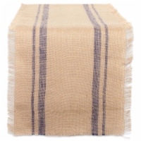 Design Imports CAMZ38413 14 x 72 in. French Blue Double Border Burlap Table Runner