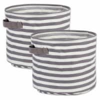 Design Imports CAMZ38440 12 x 12 x 9.5 in. Pe Coated Herringbone Woven Cotton Stripe Round La