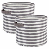 Design Imports CAMZ38440 12 x 12 x 9.5 in. Pe Coated Herringbone Woven Cotton Stripe Round La